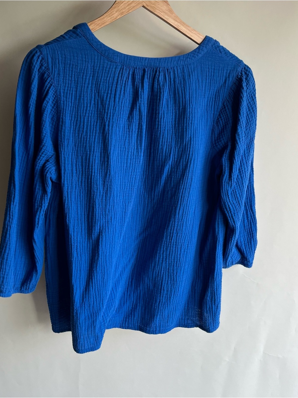 J Jill Gauze Blouse Bright Royal Blue Sz Med Women’s EUC 3/4 Sleeve - Picture 4 of 4